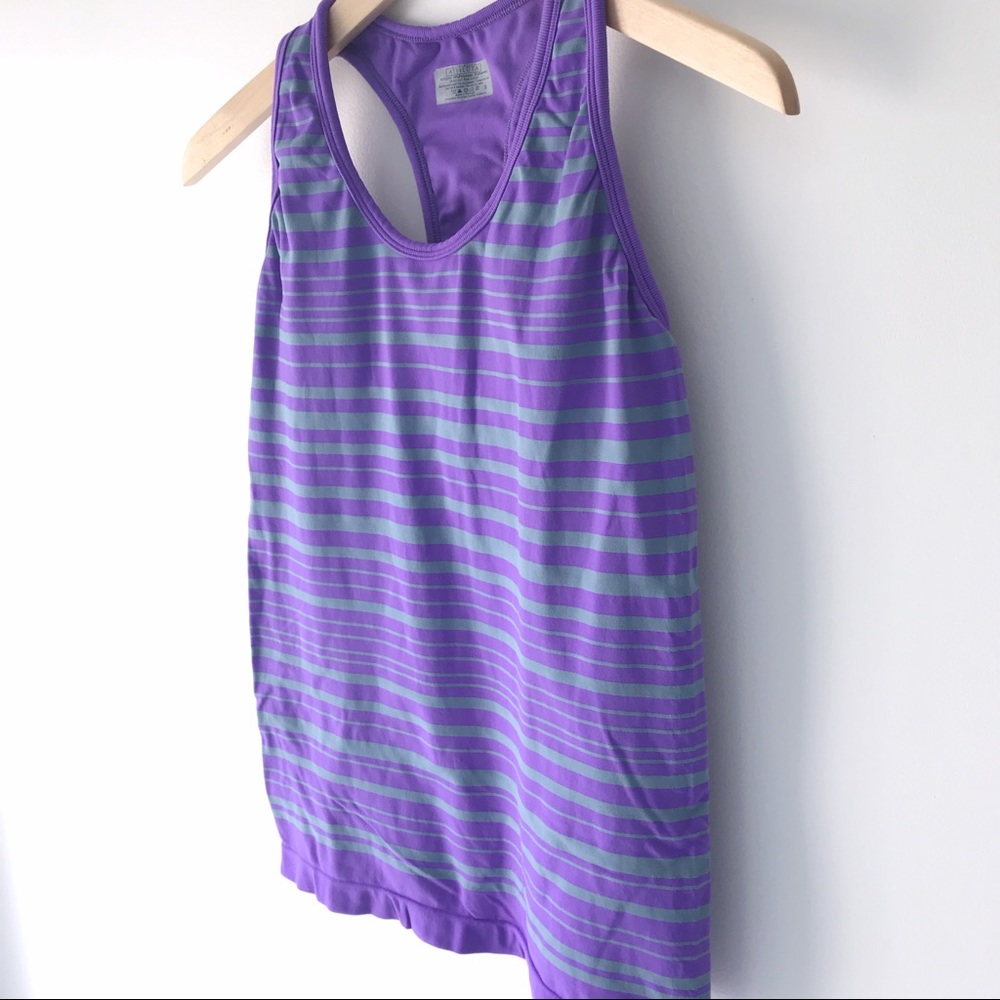 Athleta Neon Stripe Racerback Tank Top Purple Sm - Picture 4 of 6